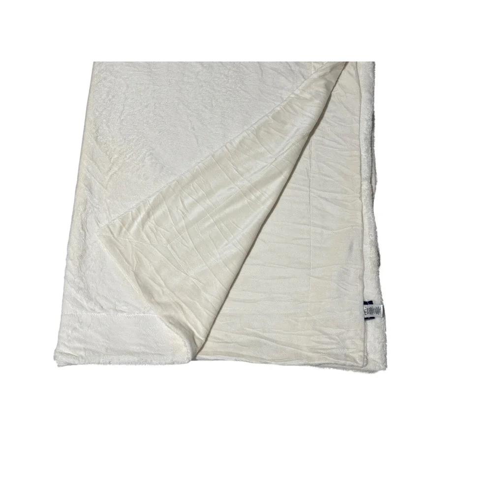 Berkshire Blankets Ivory Cream Throw Accent Cover Quilt Fleece Soft Cozy